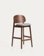 Tabouret Ludara en placage de chêne avec finition noyer et chenille marron 65 cm