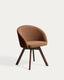 Chaise giratoire Marvin en chenille terracotta et pieds en bois de chêne finition noyer FSC 100%