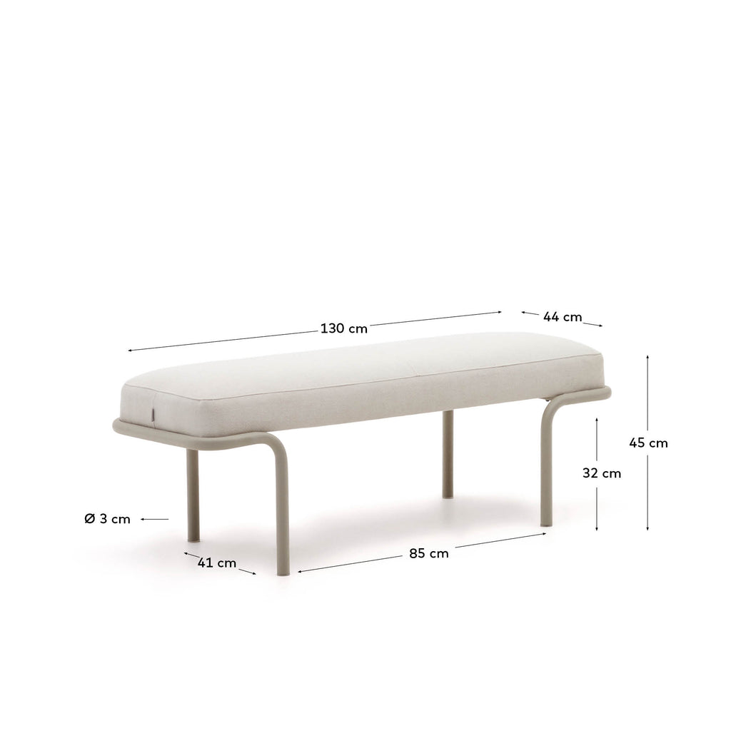 Banc Compo de xenilla beix i estructura de metall gris 130 cm