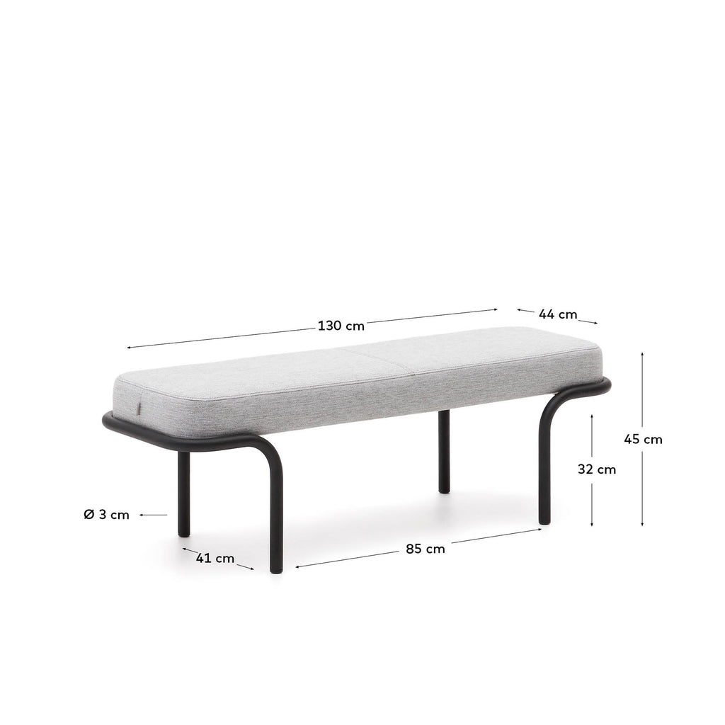 Banc Compo gris i estructura de metall negre 130 cm