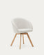 Silla giratoria Marvin chenilla beige y patas de madera maciza de haya acabado natural FSC 100%