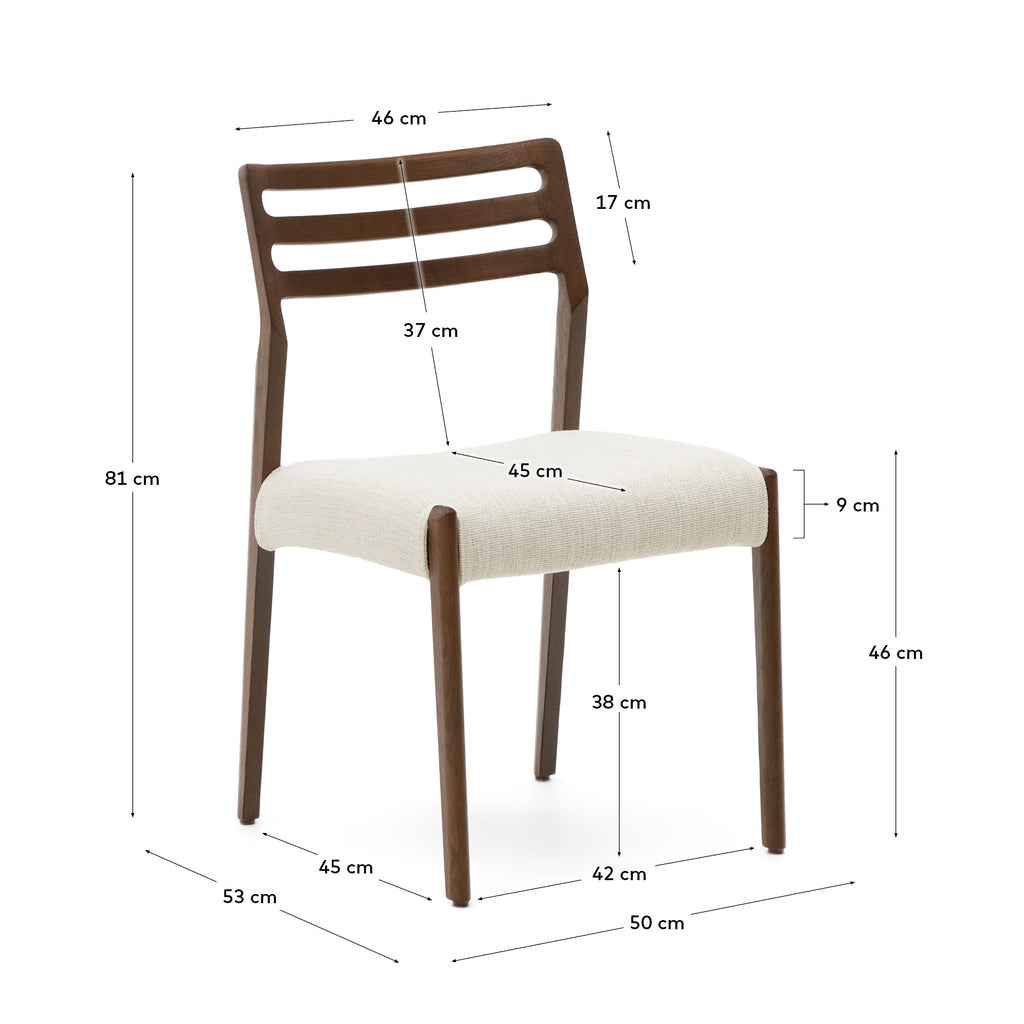 Chaise Cudia tissu chenille beige déhoussable bois de chêne finition noyer FSC Mix Credit
