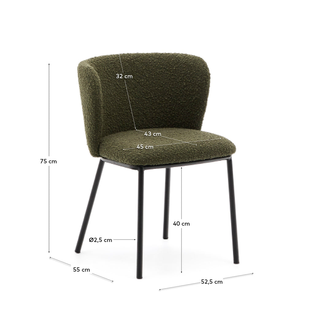 Silla Ciselia de borreguito verde y acero negro FSC Mix Credit