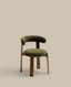 Chaise Granite en tissu chenille vert et bois de frêne finition noyer FSC 100%