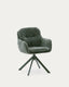 Chaise pivotante Lexa en tissu chenille vert et pieds en acier finition verte