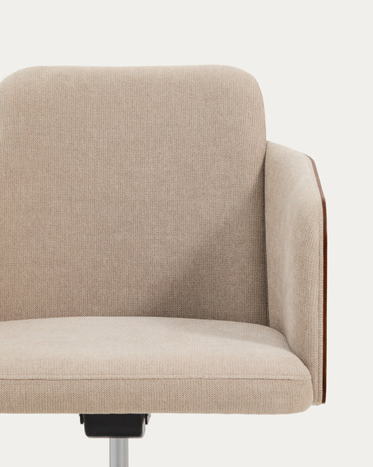 Cadira d'escriptori Madai de xenilla marró i xapa de freixe amb acabat noguera FSC Mix Credit