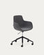 Chaise de bureau Tissiana gris foncé et aluminium avec finition noire.
