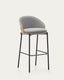 Tamboret Eamy xenilla gris clar xapat en freixe amb acabat natural i metall negre altura 77 cm