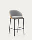 Tamboret Eamy xenilla gris clar xapat en freixe amb acabat natural i metall negre altura 65 cm