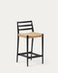 Taburete Analy respaldo madera maciza roble acabado negro y asiento de cuerda 70cm FSC100%