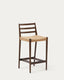 Taburete Analy respaldo madera maciza roble acabado nogal y asiento de cuerda 70cm FSC100%