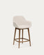 Taburete Konna beige y patas de madera maciza de fresno acabado oscuro 65 cm