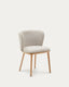 Silla Ciselia chenilla beige y madera maciza de fresno acabado tono natural FSC Mix Credit