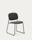 Chaise empilable Meli en chenille grise et pieds en métal gris FSC Mix Credit