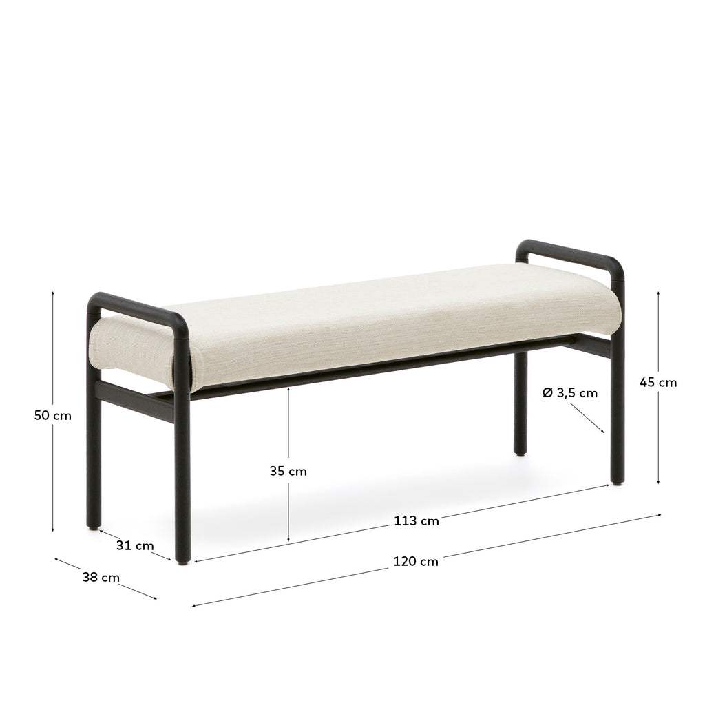 Banc desenfundable Macaret de fusta massissa de roure acabat negre 120 cm FSC Mix Credit