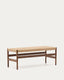 Banco Zaide de madera maciza de roble con acabado nogal y asiento de cuerda 120cm FSC Mix Credit