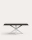 Mesa Argo de cristal negro mate y patas de acero con acabado blanco 200 x 100 cm