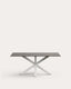 Mesa Argo de porcelánico Iron Moss y patas de acero con acabado blanco 180x100 cm