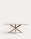 Mesa Argo de melamina con acabado blanco y patas de acero con efecto madera 200 x 100 cm