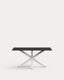 Mesa Argo de cristal negro mate y patas de acero con acabado blanco 160 x 90 cm