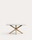 Mesa Argo porcelánico blanco y  patas de acero efecto madera 160 x 90 cm