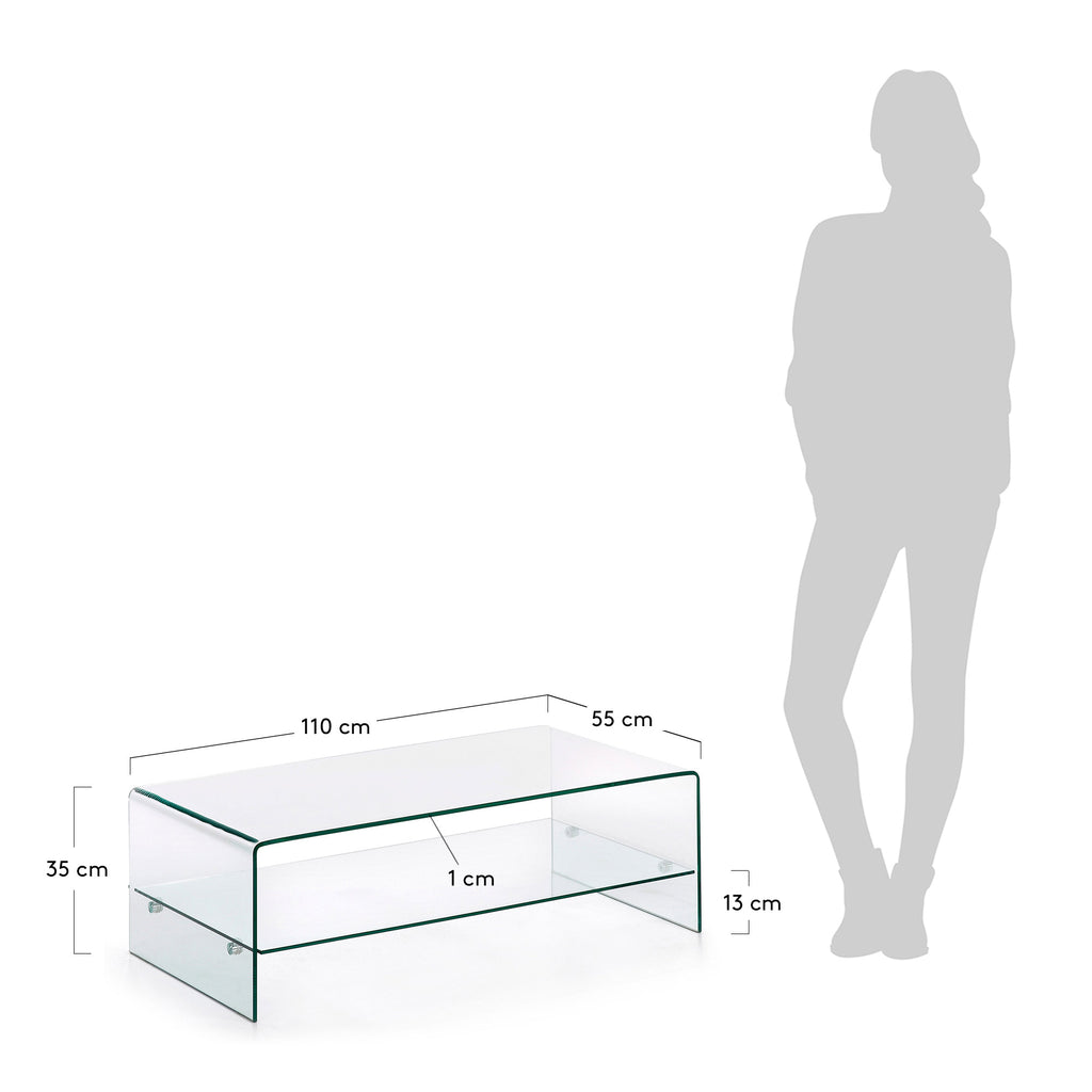 Taula de centre Burano de cristall 110 x 55 cm