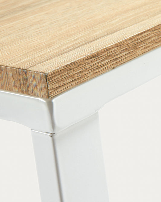 Escritorio Talbot melamina acabado natural patas de acero acabado blanco 120 x 60 cm