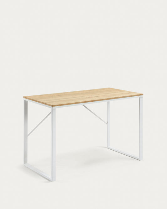 Escritorio Talbot melamina acabado natural patas de acero acabado blanco 120 x 60 cm