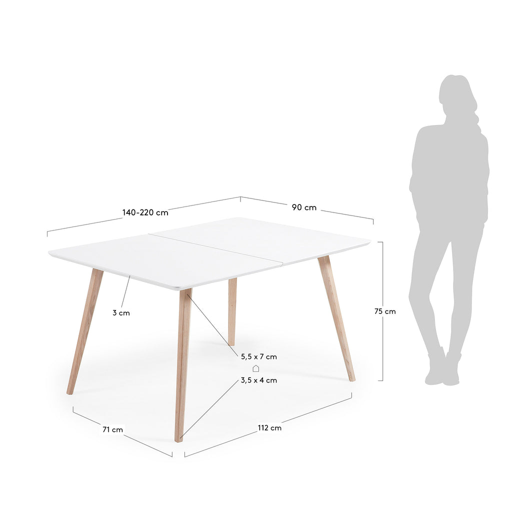 Table extensible Eunice, 140(220)x90 cm