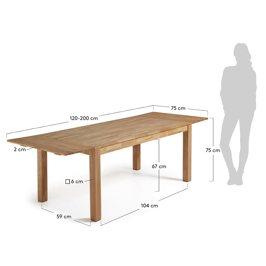 Table extensible Isbel 120 (200) x 75 cm en chêne