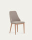 Chaise Rosie en chenille marron et pieds en bois de frêne naturel
