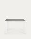 Mesa extensible Axis porcelánico acabado Hydra Plomo y patas de acero blanco 120 (180) cm 