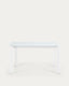 Taula extensible Axis de cristall blanc i potes d'acer acabat blanc 140 (200) cm