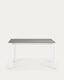 Mesa extensible Axis porcelánico acabado Hydra Plomo y patas de acero blanco 140 (200) cm