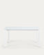 Taula extensible Axis de cristall blanc i potes d'acer acabat blanc 160 (220) cm