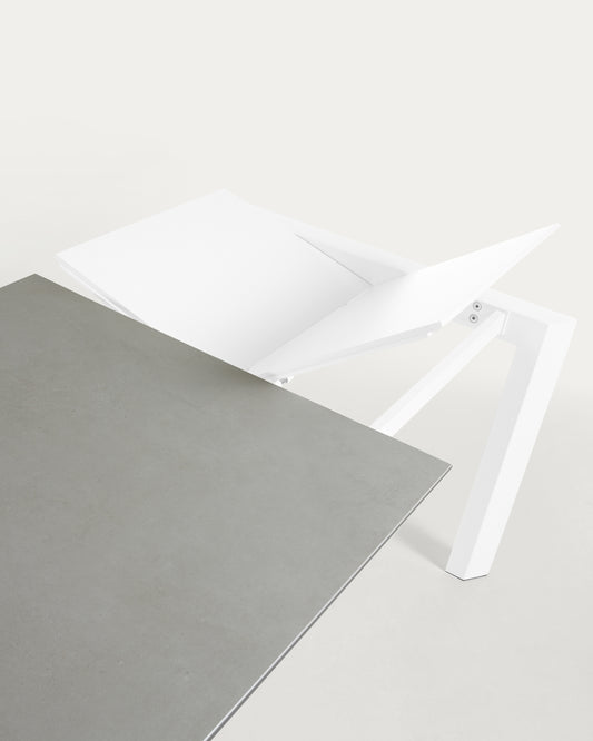 Taula extensible Axis porcellànic acabat Hydra Plom potes blanc 160 (220) cm