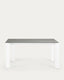 Mesa extensible Axis porcelánico acabado Hydra Plomo patas blanco 160 (220) cm
