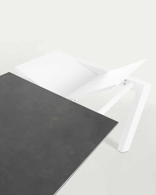 Taula extensible Axis porcellànic acabat Vulcano Roca potes blanc 160 (220) cm