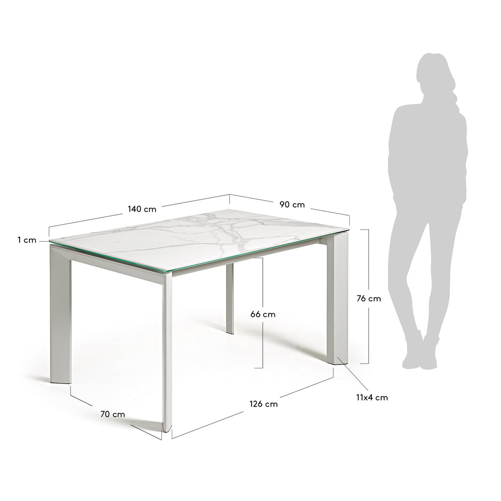 Taula extensible Axis porcelánico acabado Kalos Blanco patas gris 140 (200) cm
