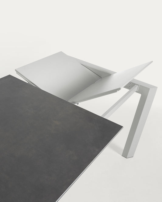 Taula extensible Axis porcellànic acabat Vulcano Roca potes gris 140 (200) cm
