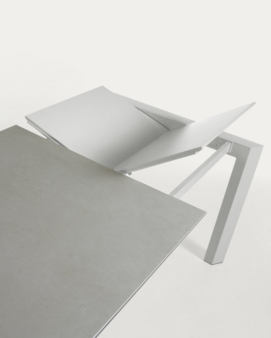 Taula extensible Axis porcellànic acabat Hydra Plom potes gris 160 (220) cm