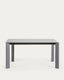 Taula extensible Axis de vidre gris i potes d'acer acabat gris fosc 160 (220) cm