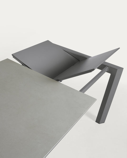 Taula extensible Axis porcellànic acabat Hydra Plom potes antracita 160 (220) cm