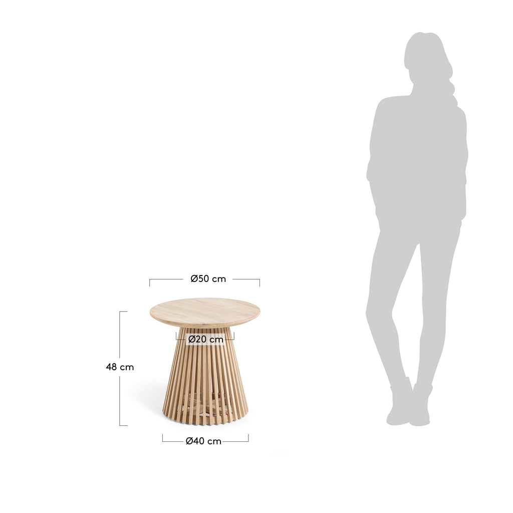 Mesa auxiliar Jeanette de madera maciza de teca Ø 50 cm