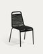 Silla apilable Lambton de cuerda negra y acero con acabado negro