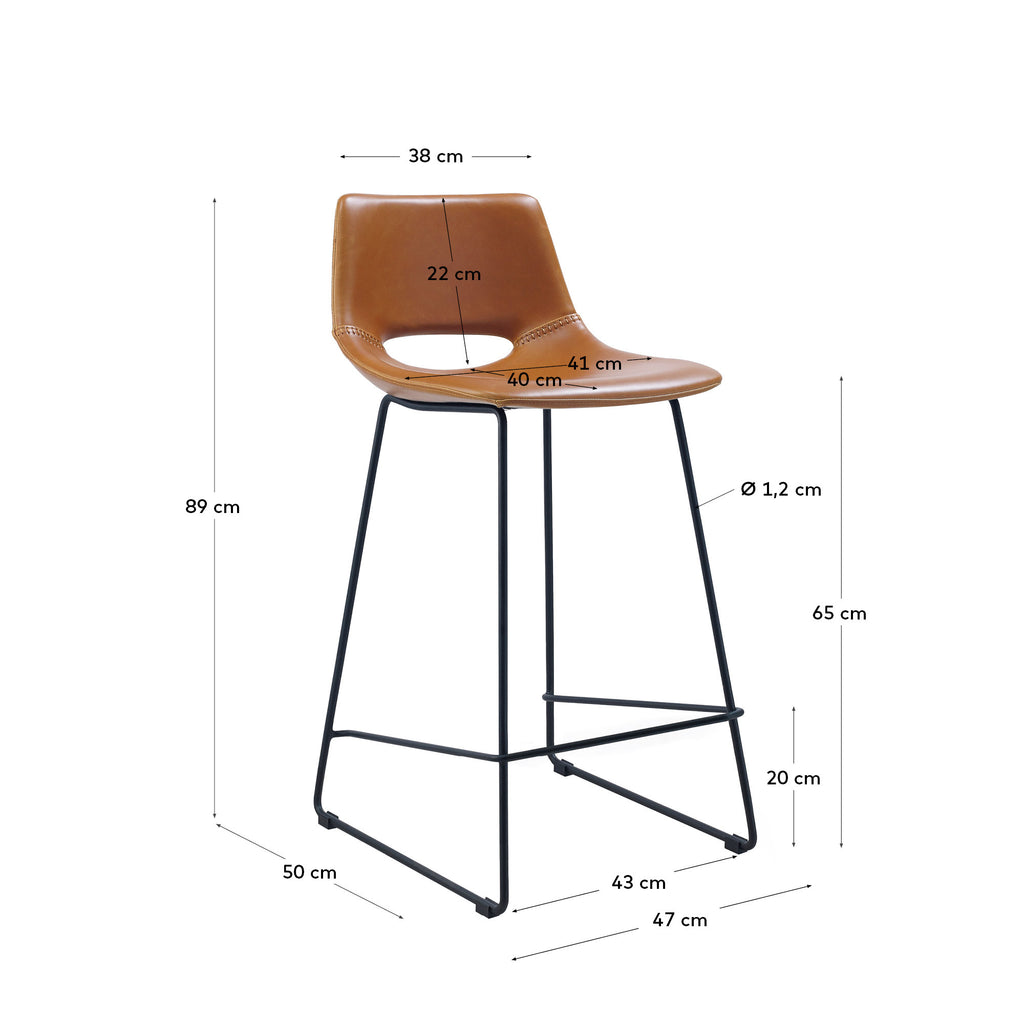 Tabouret Zahara en polyuréthane marron hauteur 65 cm FSC 100%