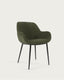 Silla Konna de pana gruesa verde oscuro y patas de acero acabado pintado negro
