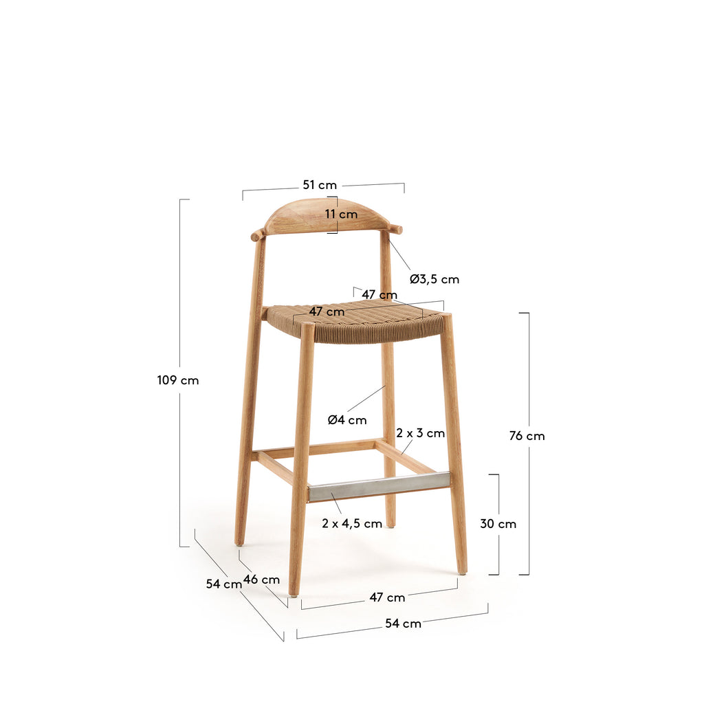 Tabouret Nina bois d'acacia hauteur 76 cm FSC 100%