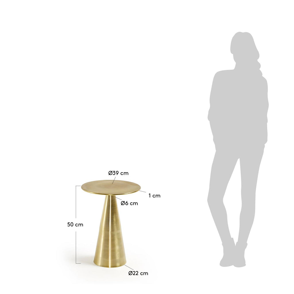 Mesa auxiliar Rhet de metal con acabado dorado Ø 39 cm