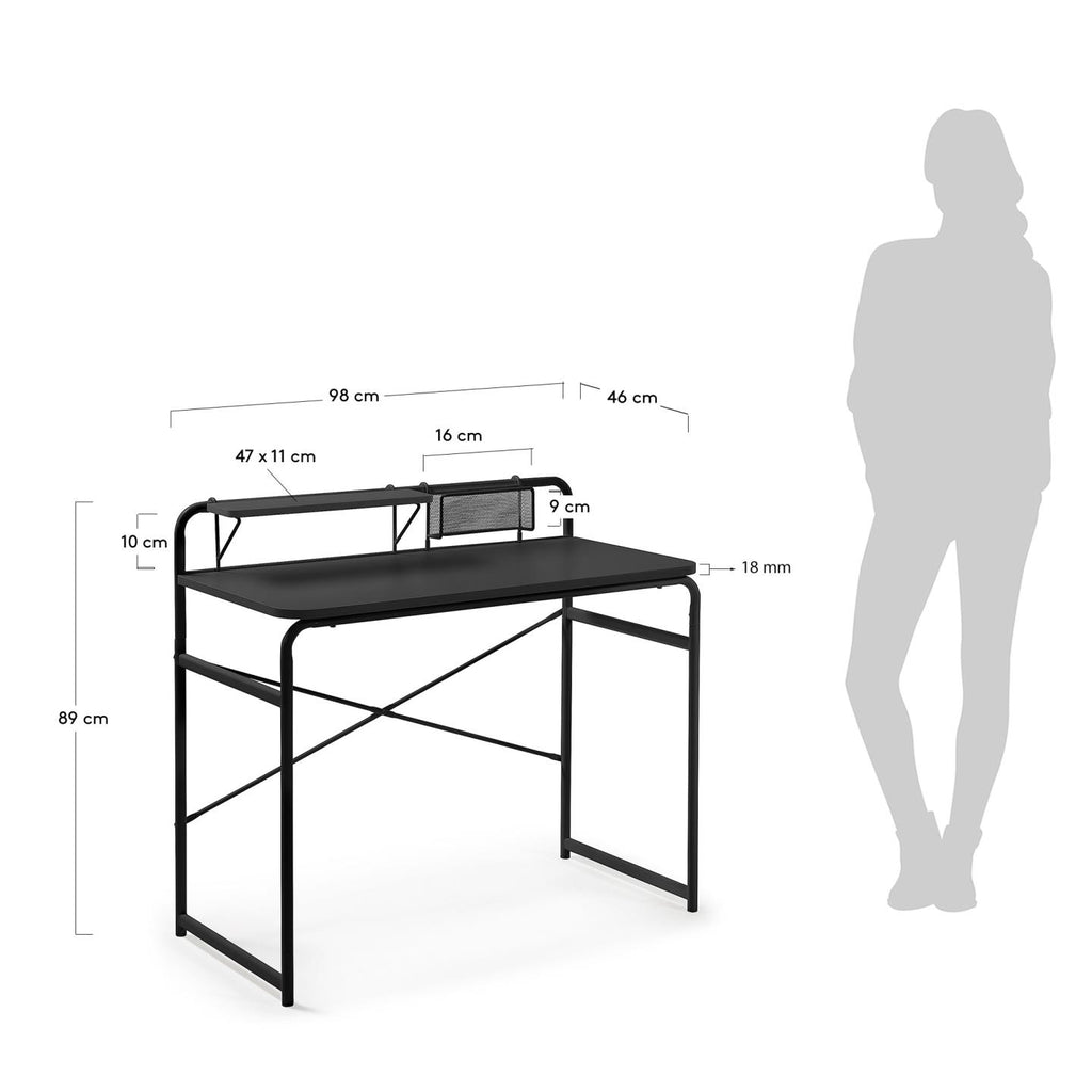 Taula Foreman melamina acabat negre potes d'acer acabat negre 98 x 46 cm